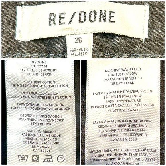 NWT Re/Done 70s Low Rise Bell Bottom Jeans in Black, Size 26 - Picture 11 of 13